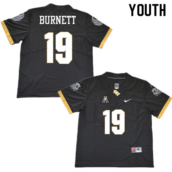 Youth #19 Joe Burnett UCF Knights College Football Jerseys Sale-Black